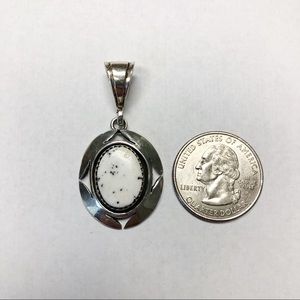 Sterling Silver White Buffalo Turquoise Pendant - Stamped